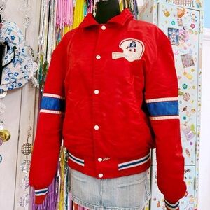 Vintage 70s 80s New England patriots satin button varsity jacket